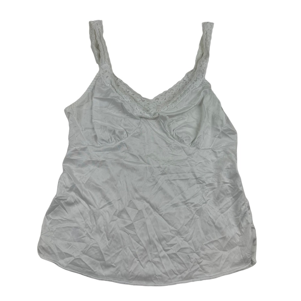 VTG Dixie Belle Lace Trim Nylon White Satin V-Neck Camisole Tank Sz 34